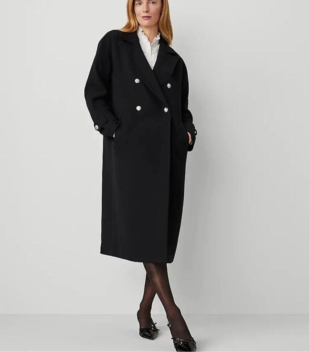Ann Taylor $278 Double Breasted Dolman Sleeve Coat Womens Large NEW